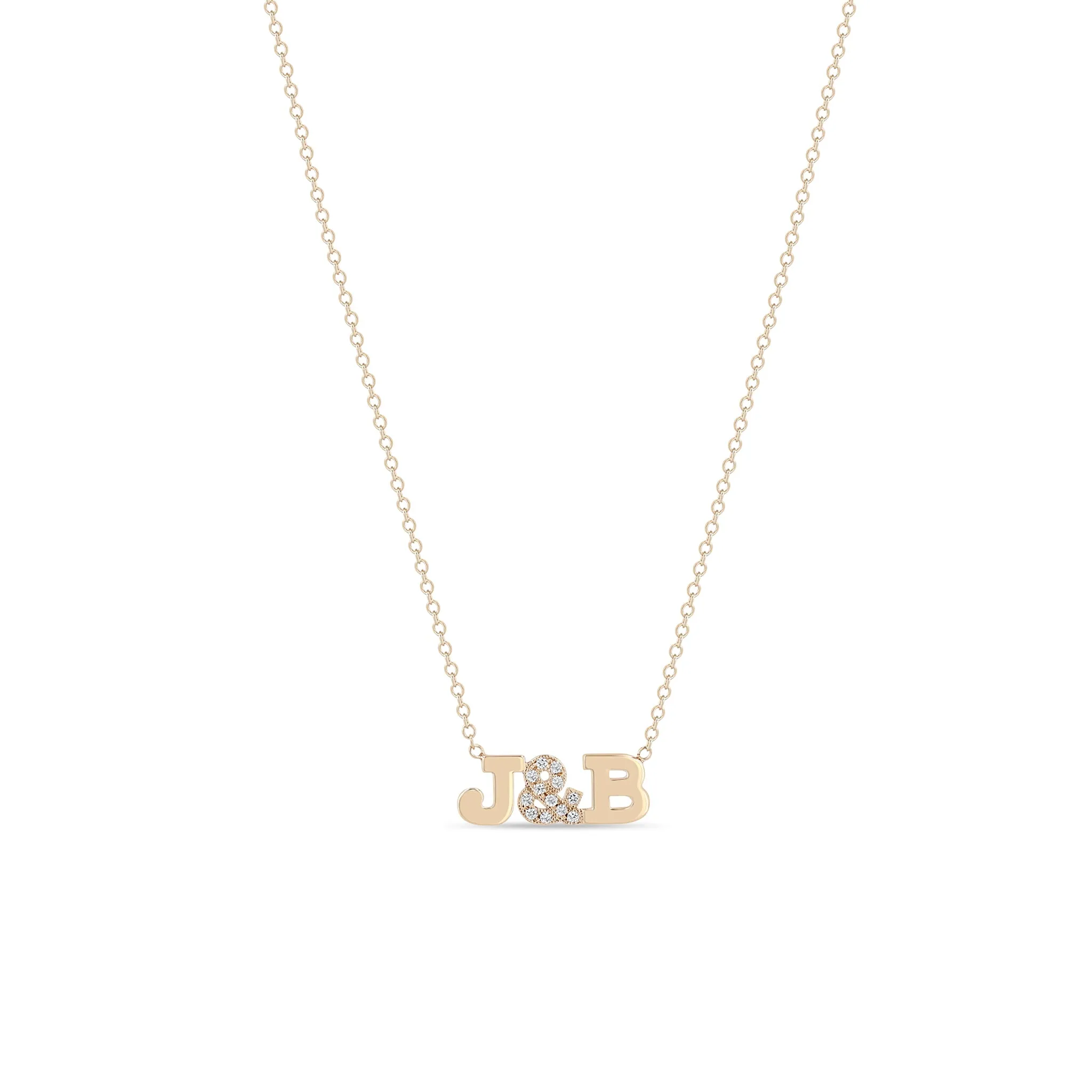 14k 2 Initial Letter & Pavé Ampersand Necklace sold by Zoe Chicco product image thumbnail 2