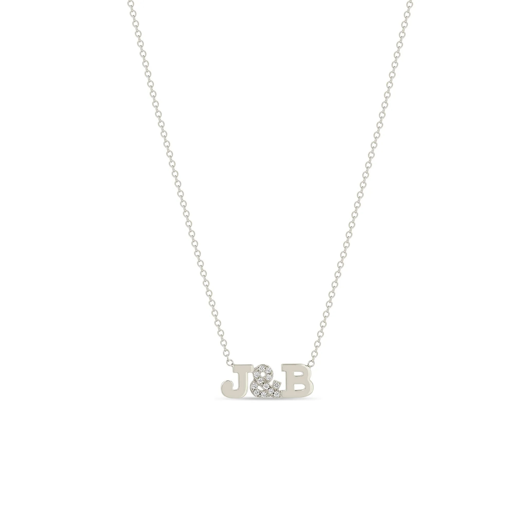 14k 2 Initial Letter & Pavé Ampersand Necklace sold by Zoe Chicco product image thumbnail 3