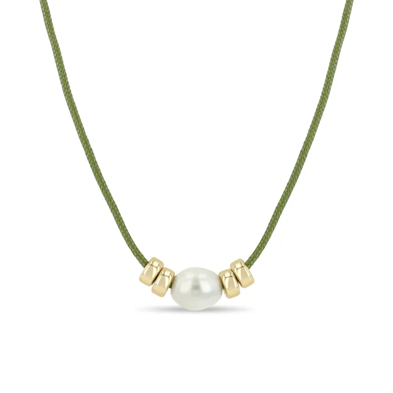 14k Baroque Pearl & Rondelle Bead Paracord Necklace sold by Zoe Chicco