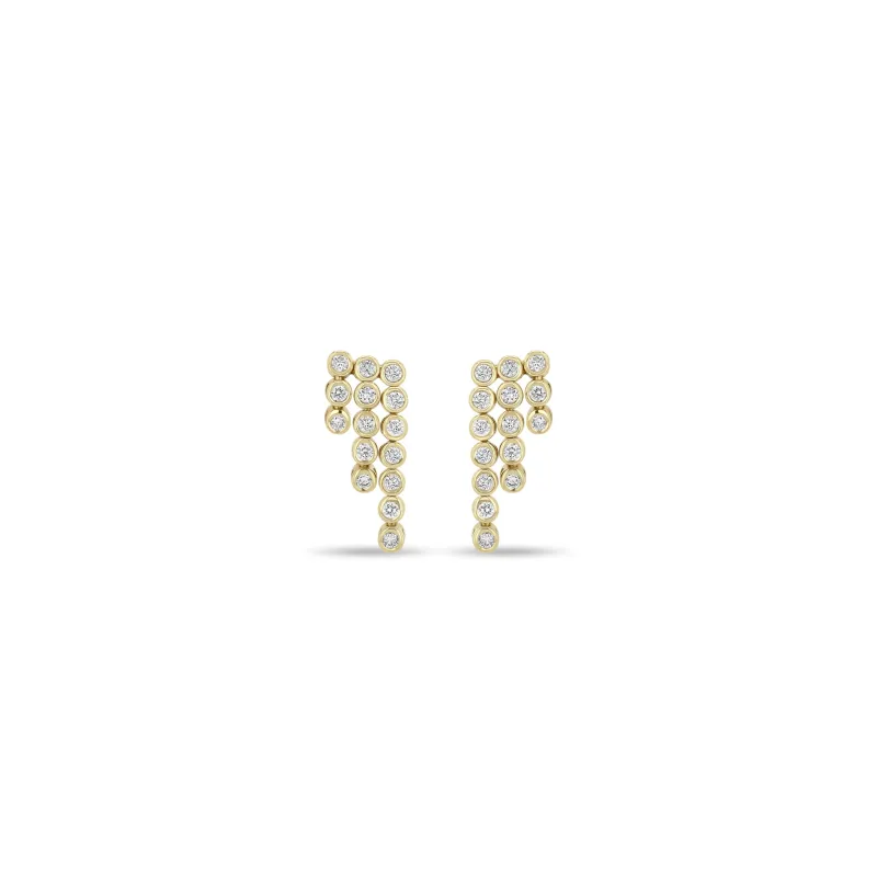 14k Diamond Bezel Tennis Waterfall Earrings made by Zoe Chicco