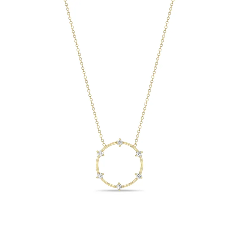 14k Prong Diamond Dash Circle Necklace sold by Zoe Chicco