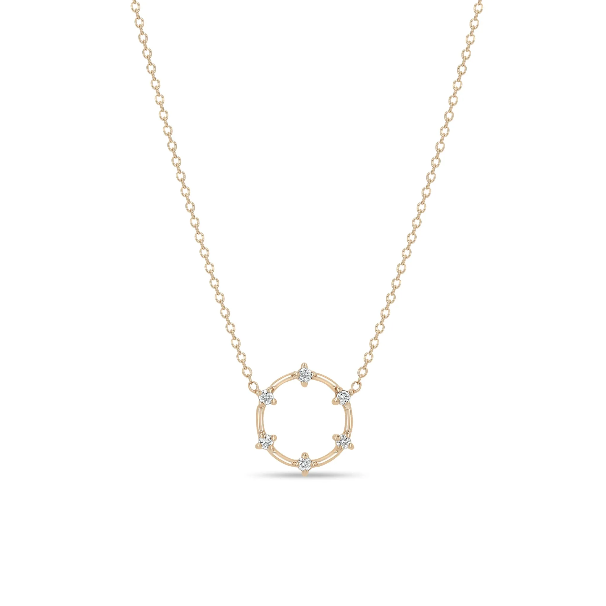 14k Prong Diamond Dash Small Circle Necklace sold by Zoe Chicco product image thumbnail 3