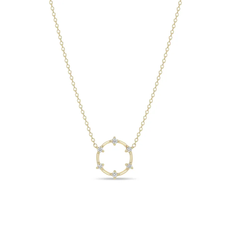 14k Prong Diamond Dash Small Circle Necklace sold by Zoe Chicco