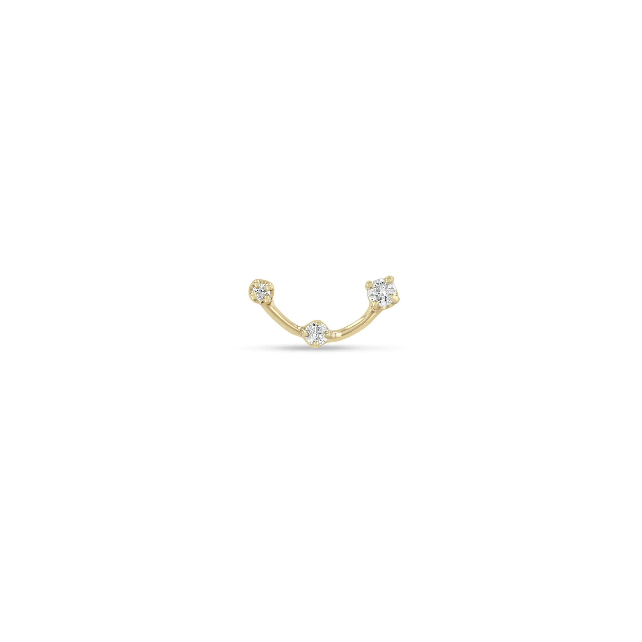 14k Graduating Prong Diamond Dash Curved Studs sold by Zoe Chicco product image thumbnail 5