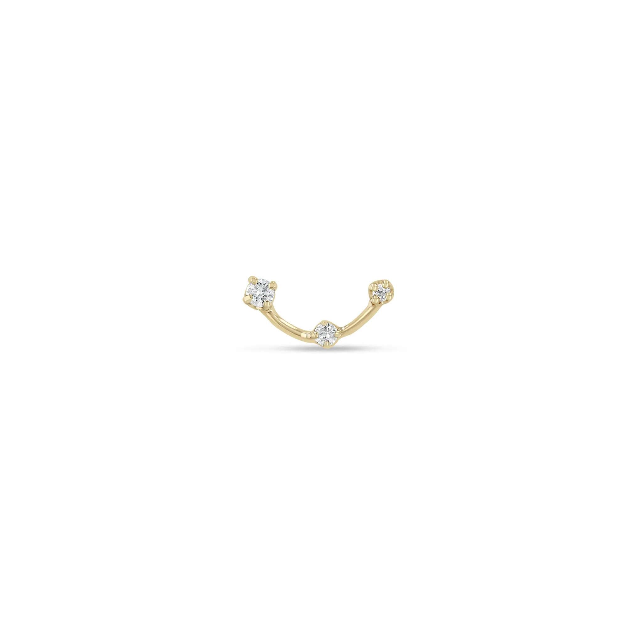 14k Graduating Prong Diamond Dash Curved Studs sold by Zoe Chicco product image thumbnail 4