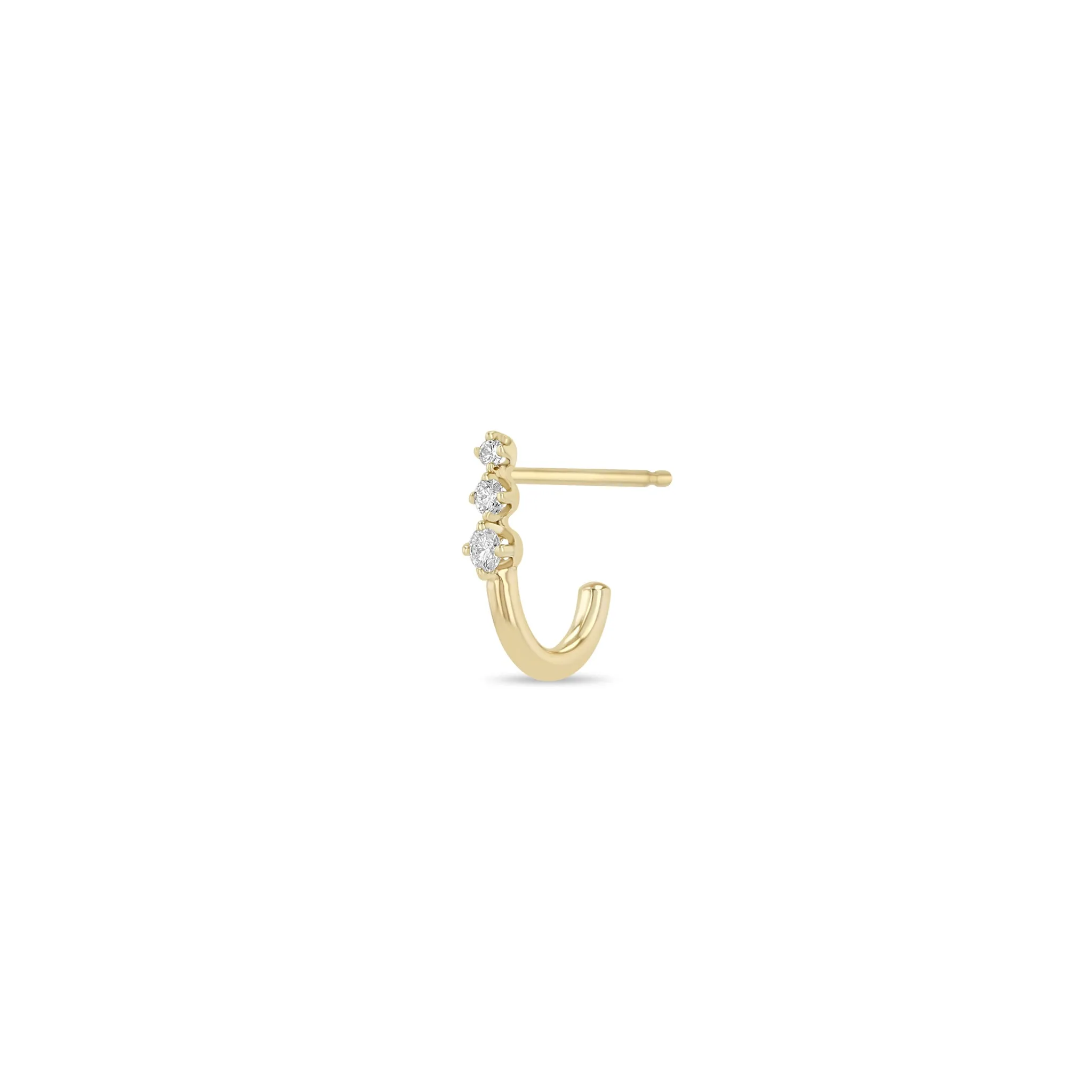 14k Graduated Prong Diamond J Hook Hoop Earrings sold by Zoe Chicco product image thumbnail 5