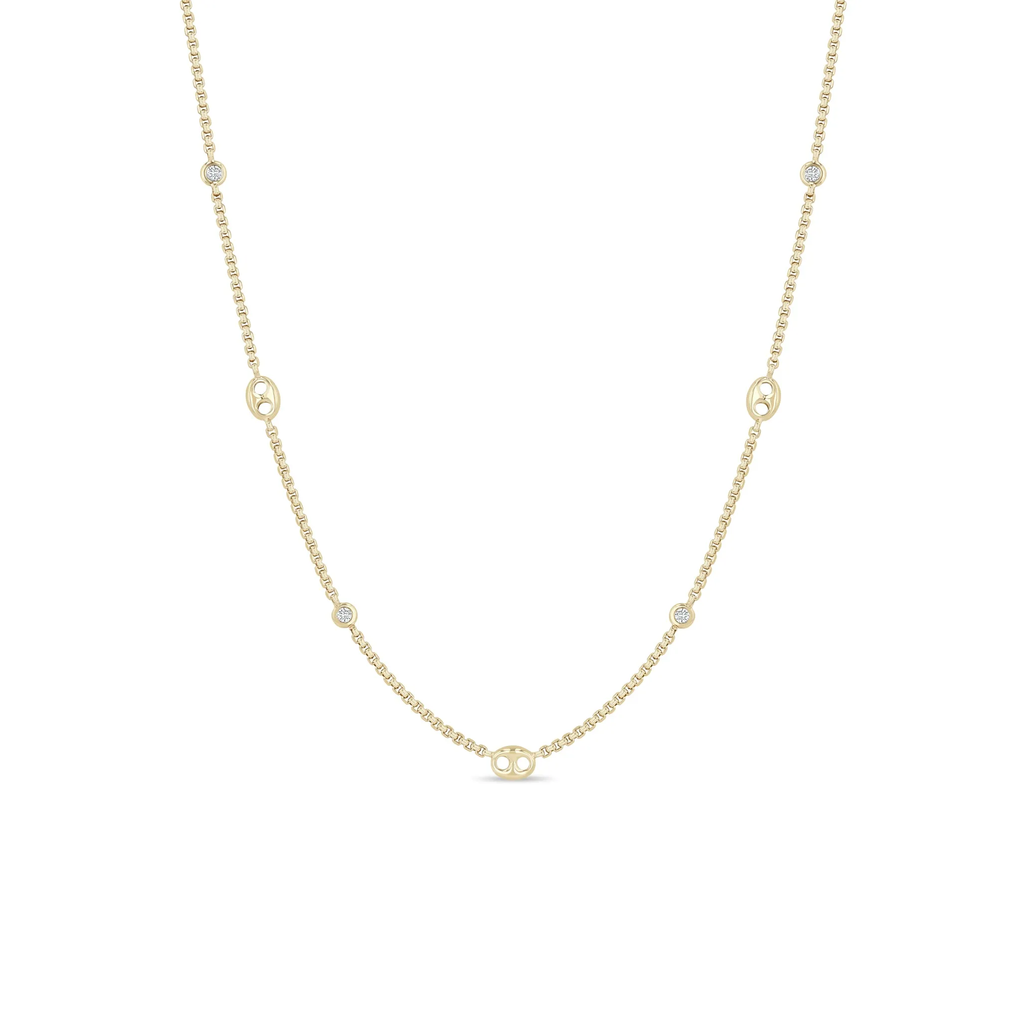 14k Small Mariner Link & Floating Diamond Station Necklace sold by Zoe Chicco