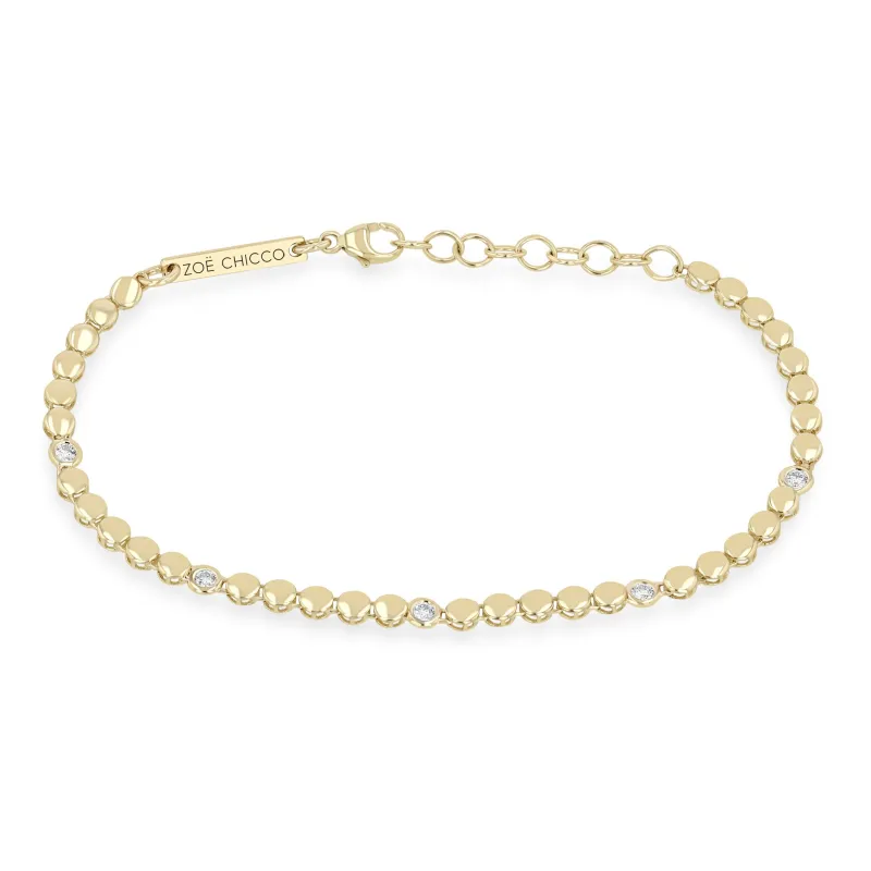 14k Gold Puffed Round Chain & Floating Diamond Station Bracelet sold by Zoe Chicco