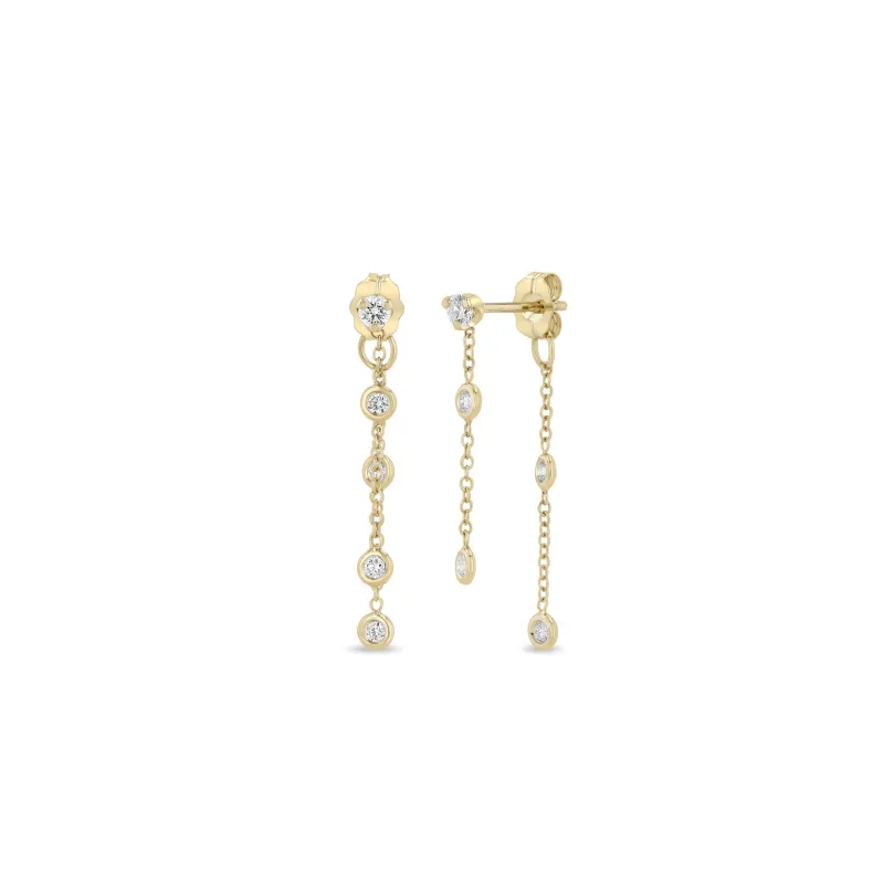 14k Floating Diamond Double Drop Earrings made by Zoe Chicco