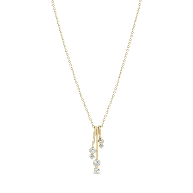 14k Dangling Prong & Bezel Diamond Bar Necklace sold by Zoe Chicco