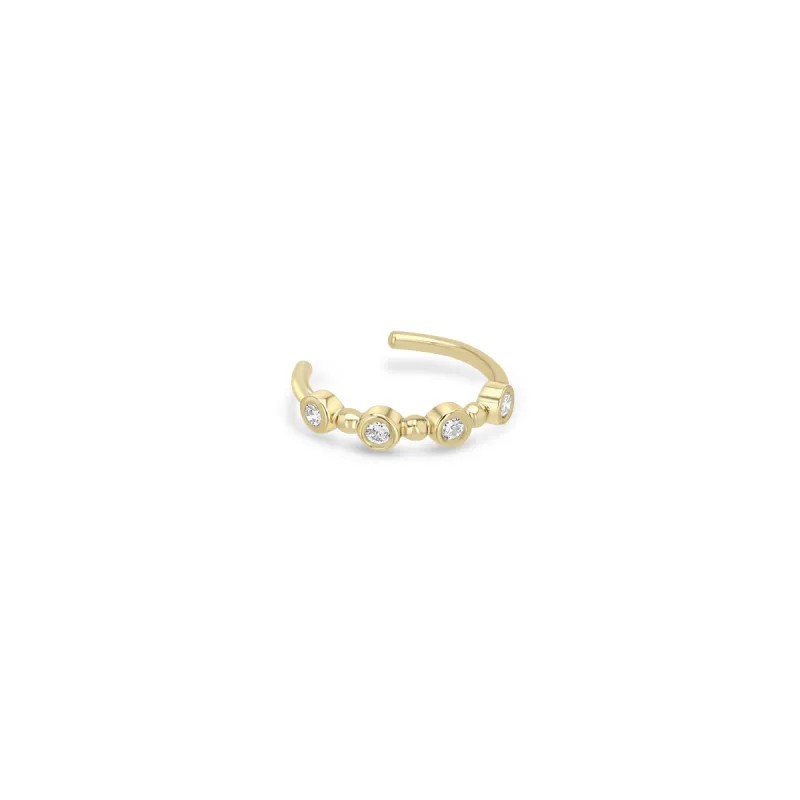 14k Gold Bead & Bezel Diamond Ear Cuff sold by Zoe Chicco