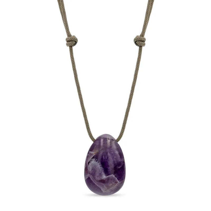 Amethyst Egg Paracord Necklace made by Zoe Chicco