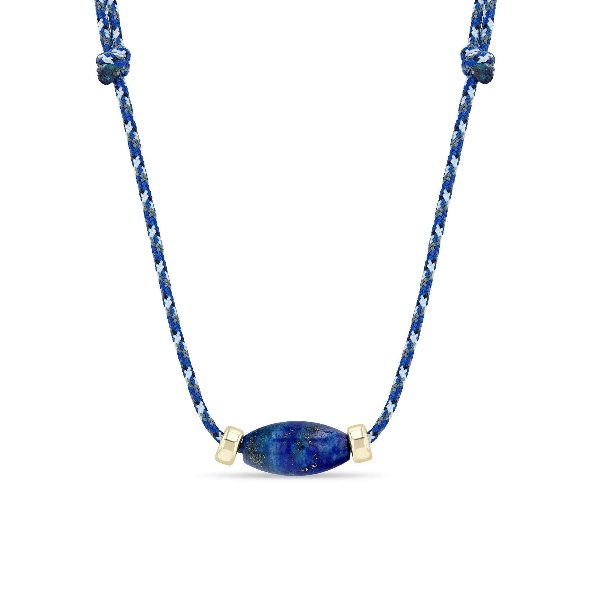 14k Lapis Barrel & Gold Rondelle Bead Paracord Necklace sold by Zoe Chicco
