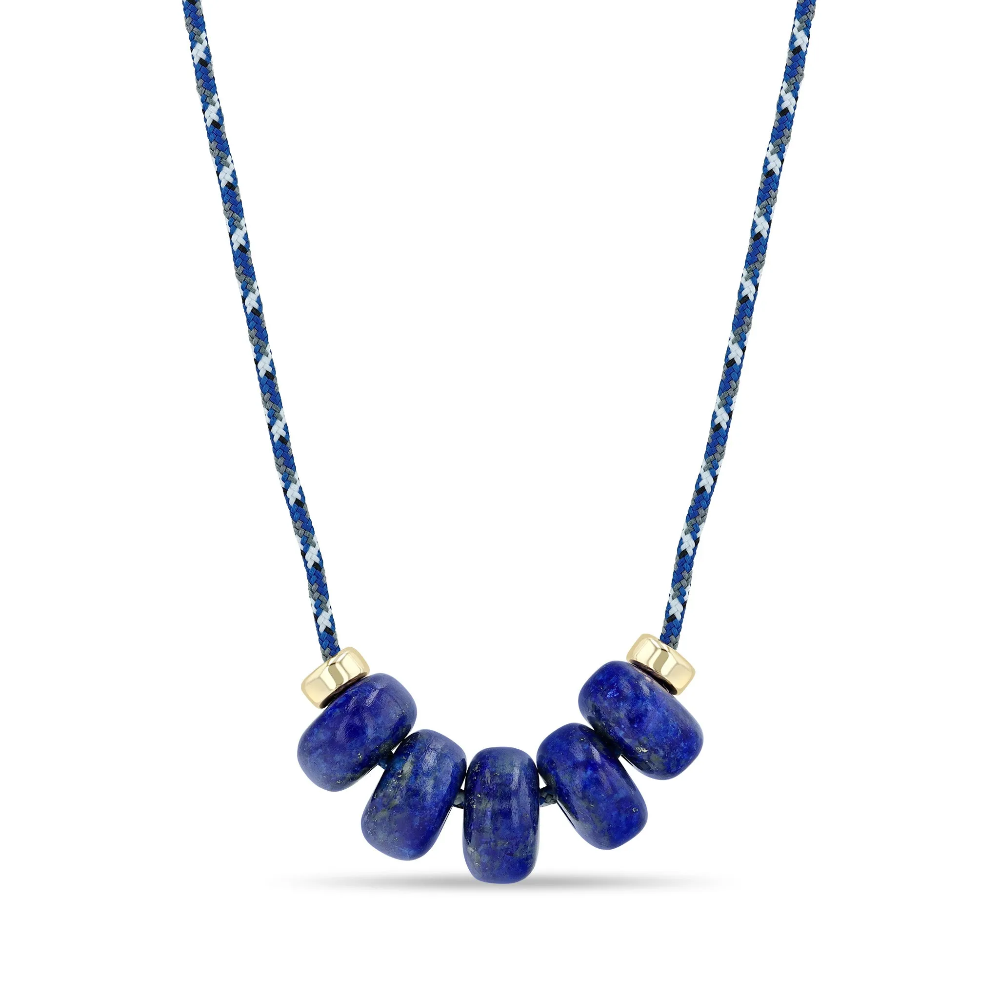 14k Lapis & Rondelle Slider Bead Paracord Necklace sold by Zoe Chicco
