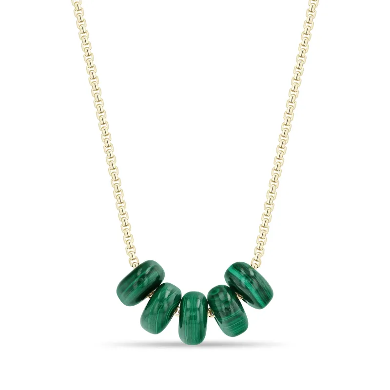 14k Malachite Slider Bead Small Box Chain Necklace made by Zoe Chicco