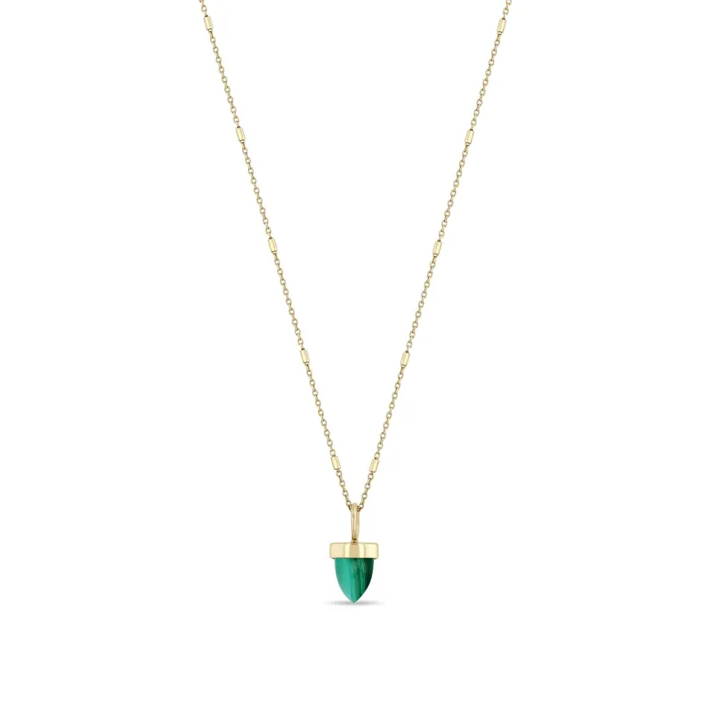 14k Malachite Bullet Pendant Tiny Bar & Cable Chain Necklace made by Zoe Chicco