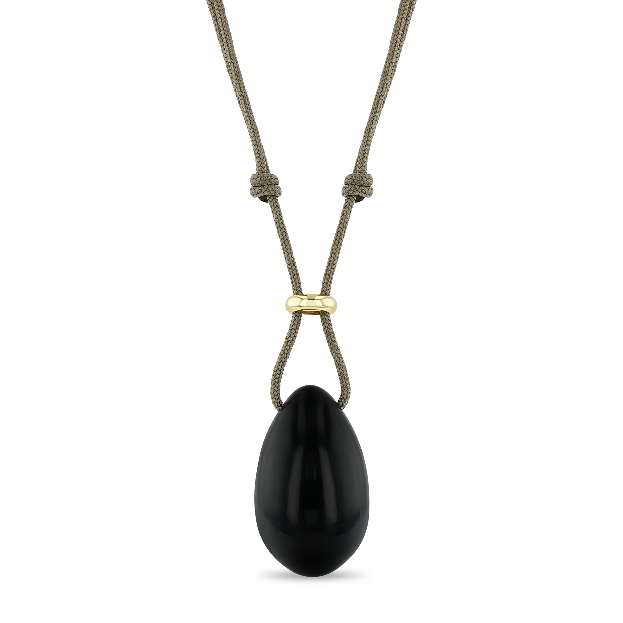 14k Black Obsidian Egg & Slider Bead Paracord Necklace sold by Zoe Chicco