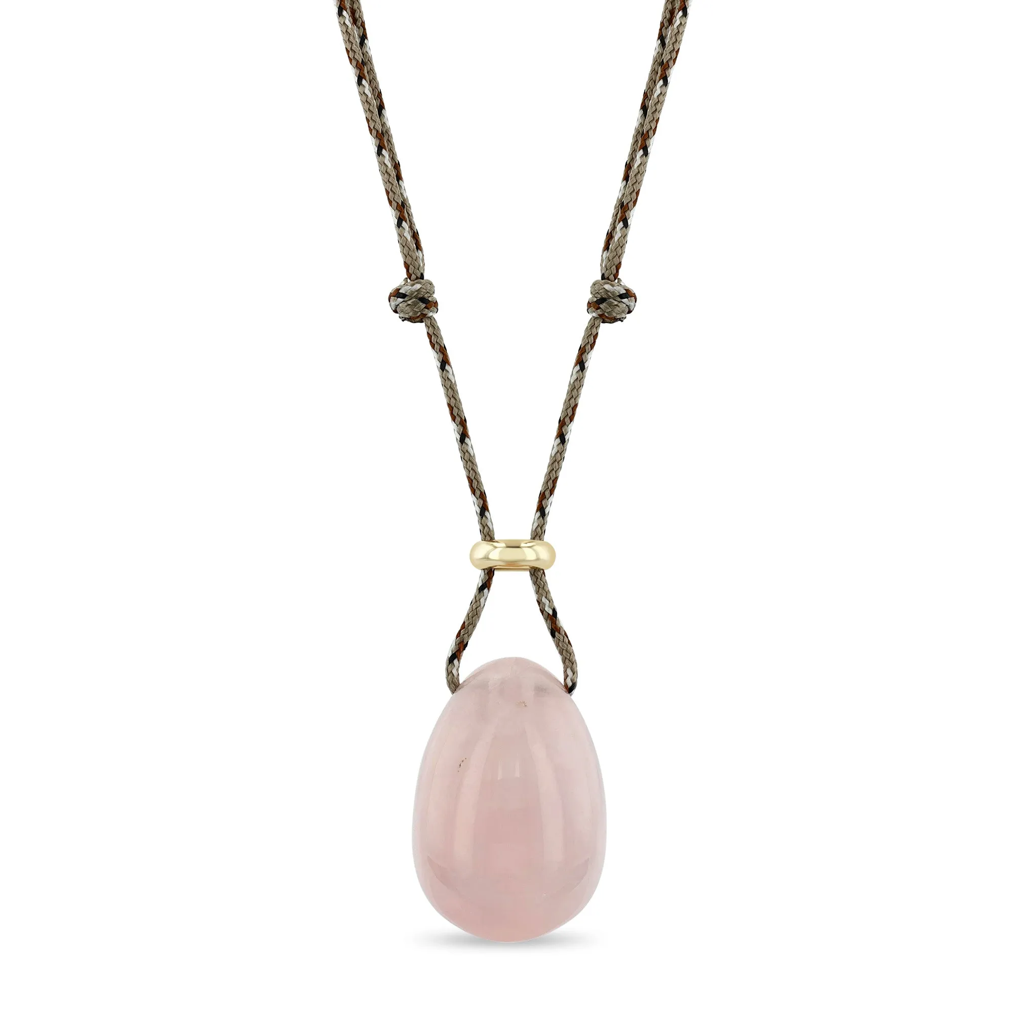 14k Rose Quartz Egg & Slider Bead Paracord Necklace sold by Zoe Chicco