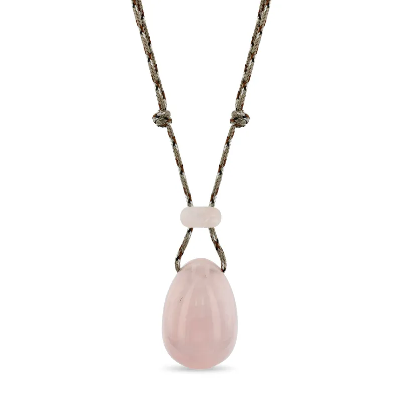 Rose Quartz Egg Pendant Paracord Necklace made by Zoe Chicco