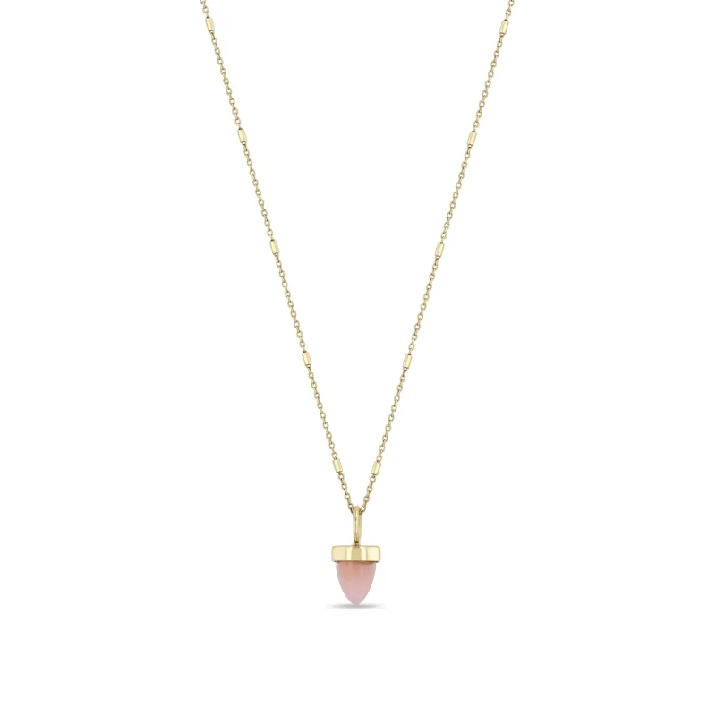 14k Pink Opal Bullet Pendant Tiny Bar & Cable Chain Necklace made by Zoe Chicco