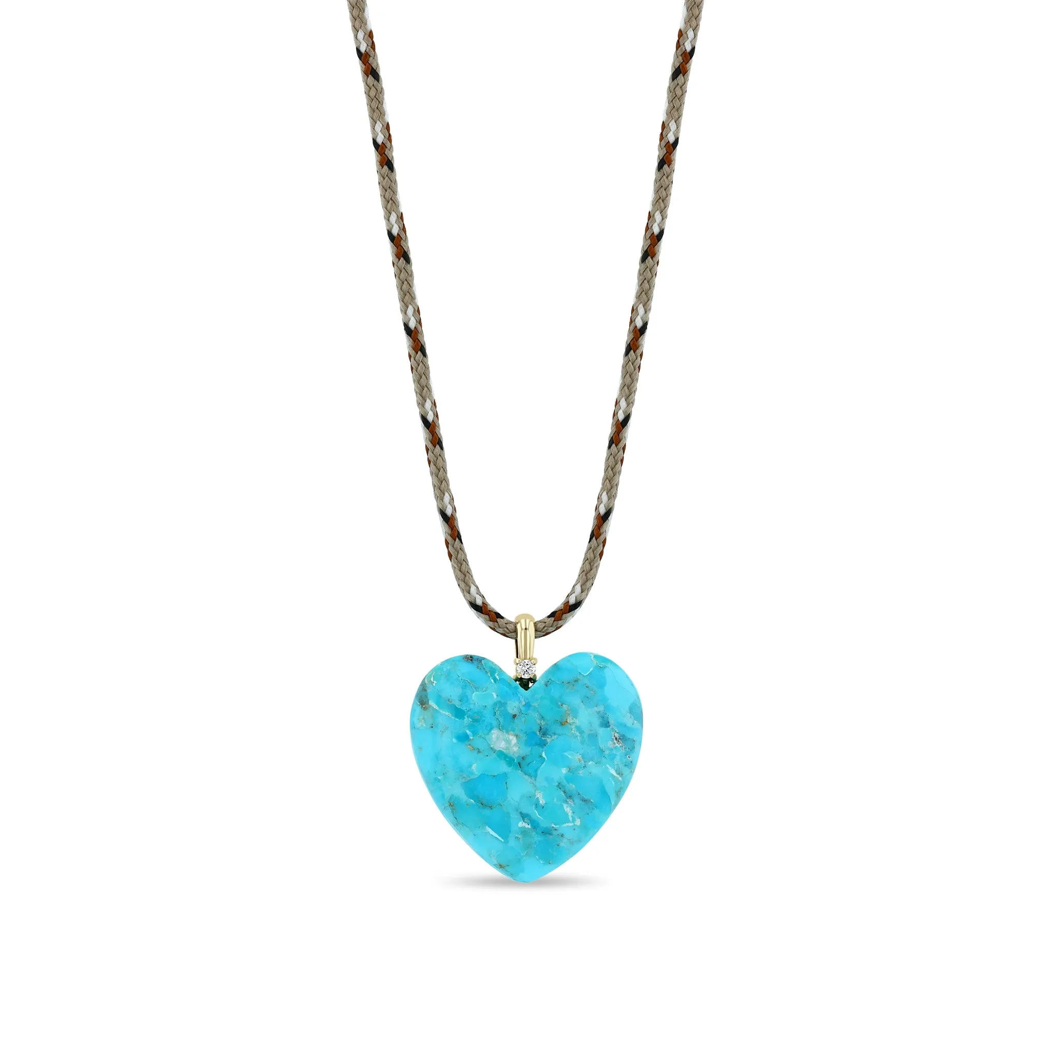 14k Large Turquoise Heart Pendant Paracord Necklace sold by Zoe Chicco