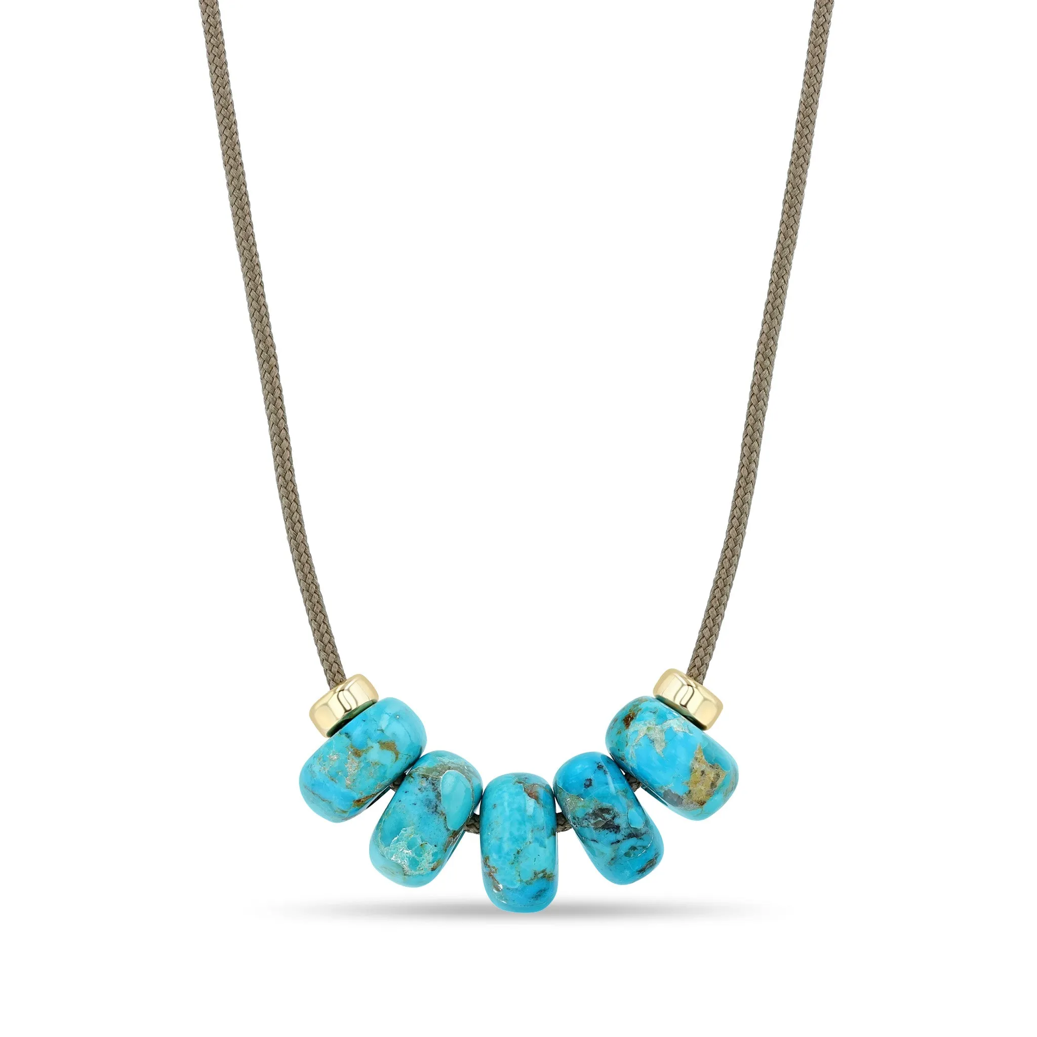 14k Turquoise & Rondelle Slider Bead Paracord Necklace sold by Zoe Chicco