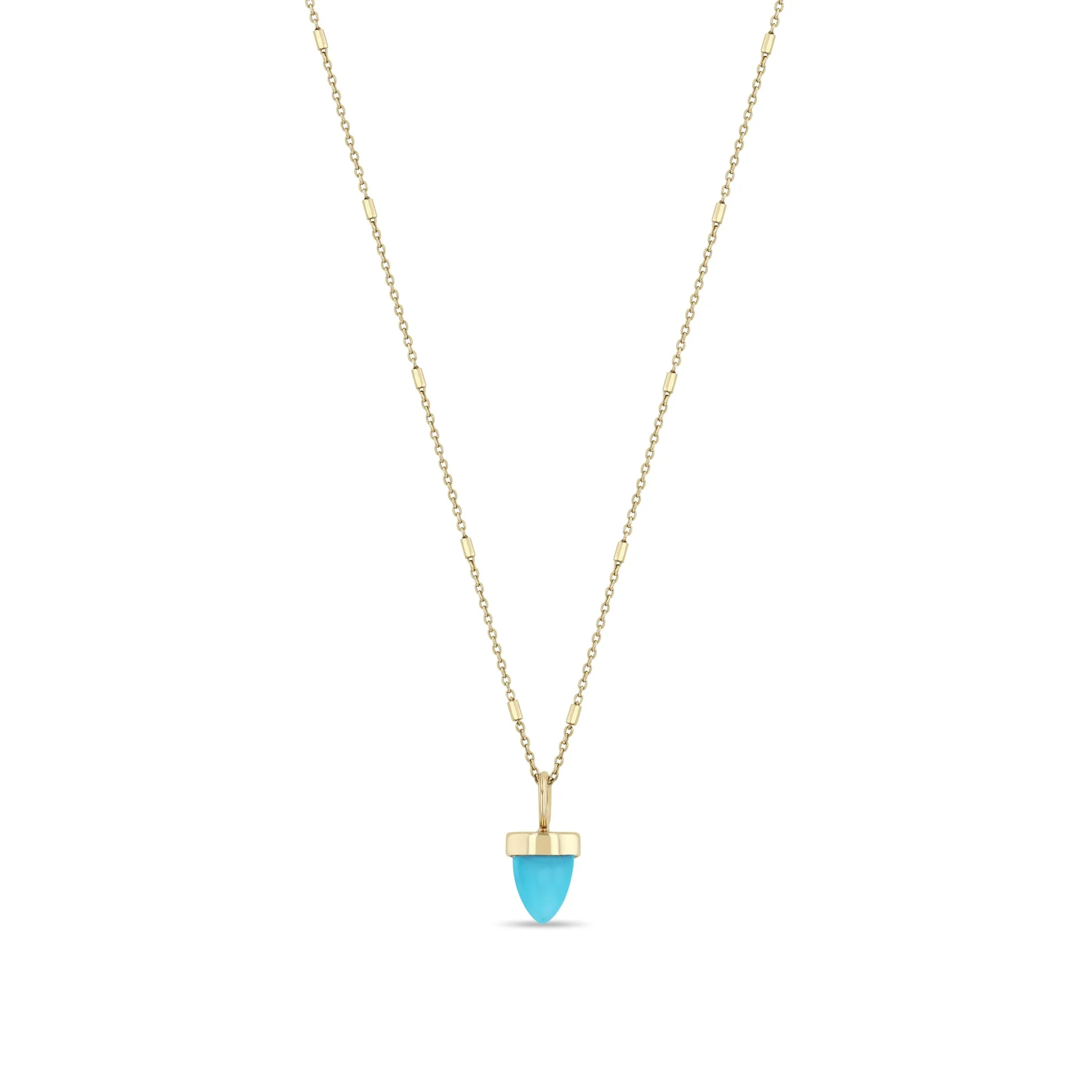 14k Turquoise Bullet Pendant Tiny Bar & Cable Chain Necklace sold by Zoe Chicco