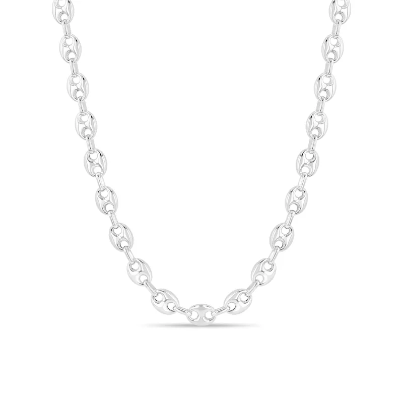 Sterling Silver Medium Puffed Mariner Chain Necklace made by Zoe Chicco