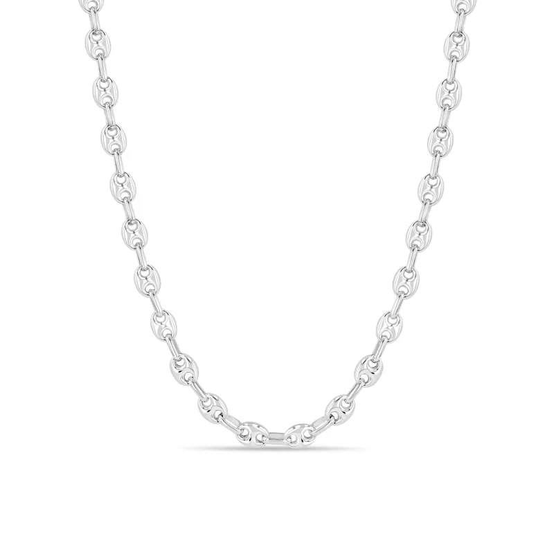 Sterling Silver Small Puffed Mariner Chain Necklace made by Zoe Chicco