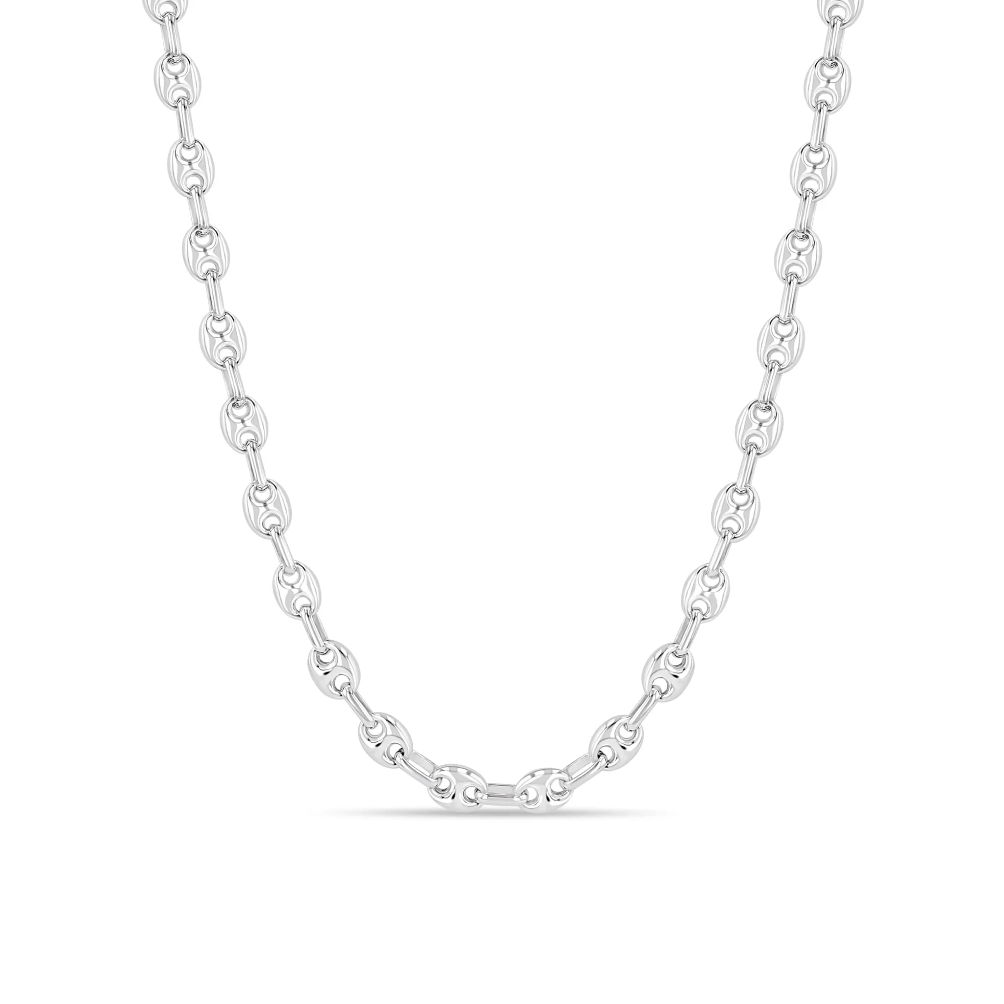 Sterling Silver Small Puffed Mariner Chain Necklace sold by Zoe Chicco