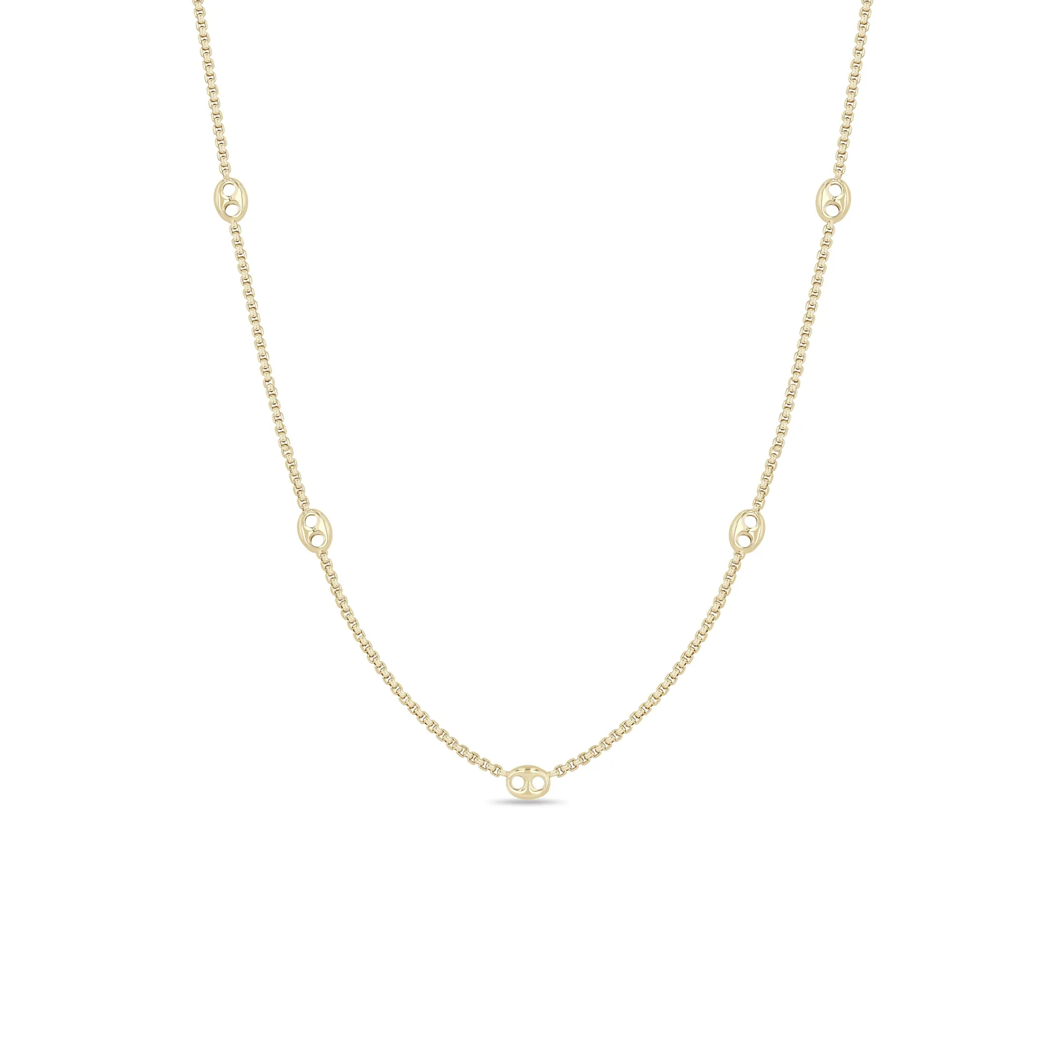 14k Small Mariner Link Extra Small Box Chain Station Necklace sold by Zoe Chicco