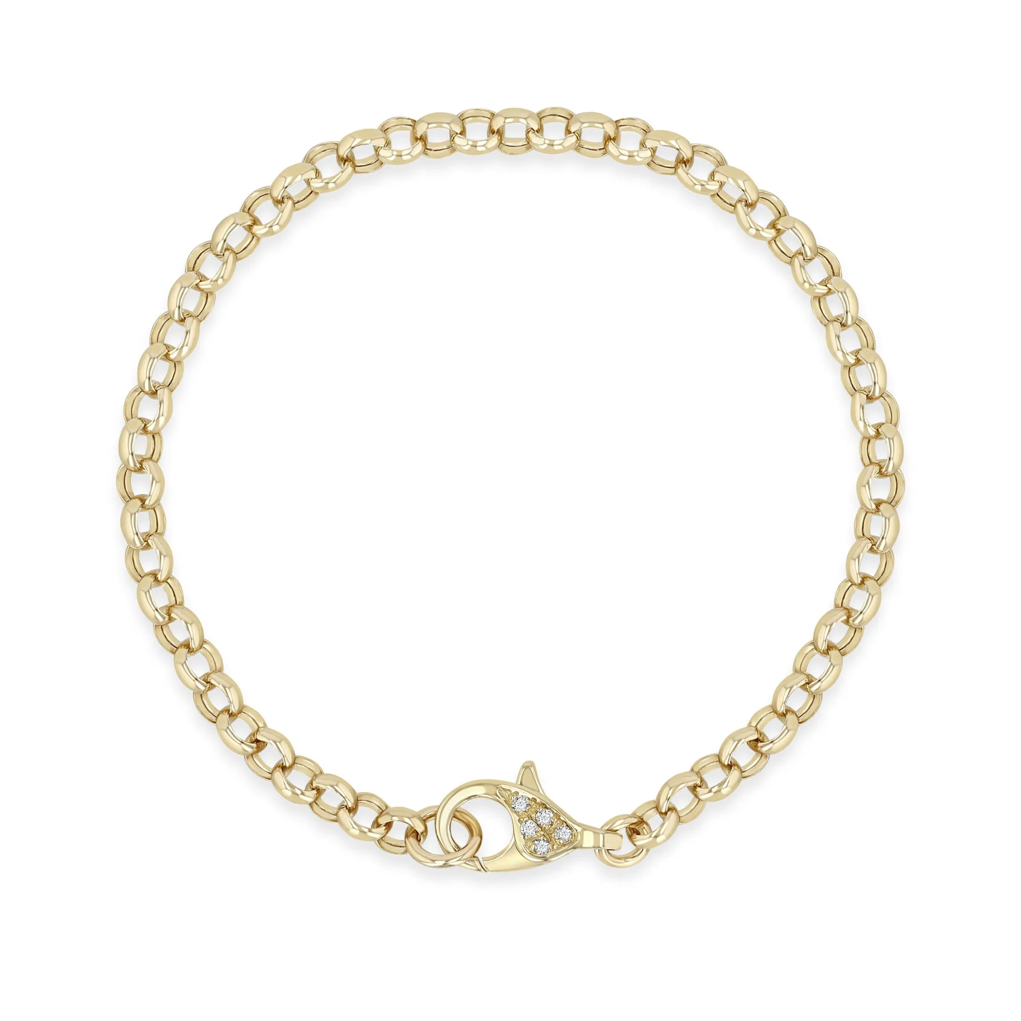 14k Large Pavé Diamond Clasp & Rolo Chain Bracelet sold by Zoe Chicco product image thumbnail 3