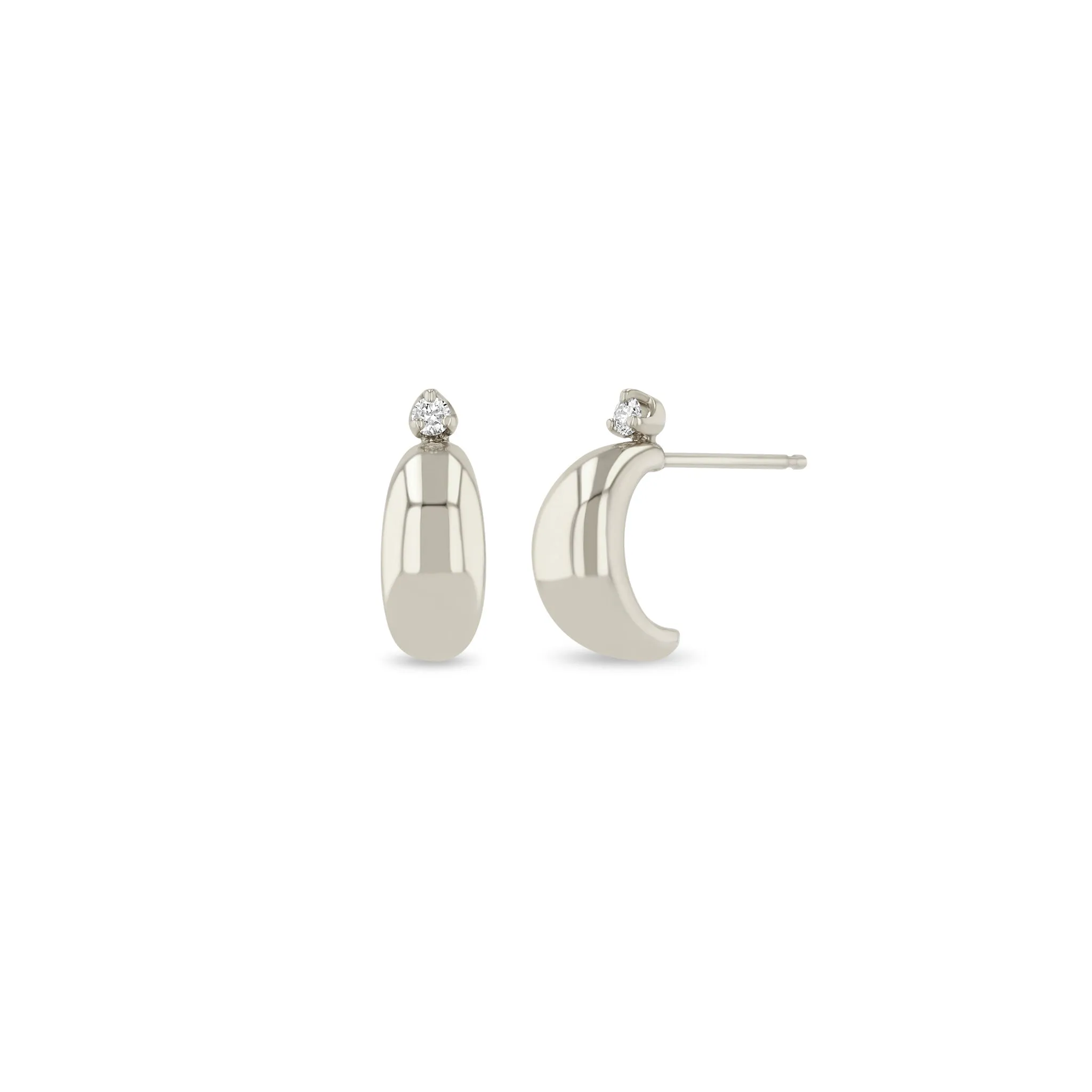 14k Prong Diamond Thin Aura Huggie Hoops sold by Zoe Chicco product image thumbnail 4