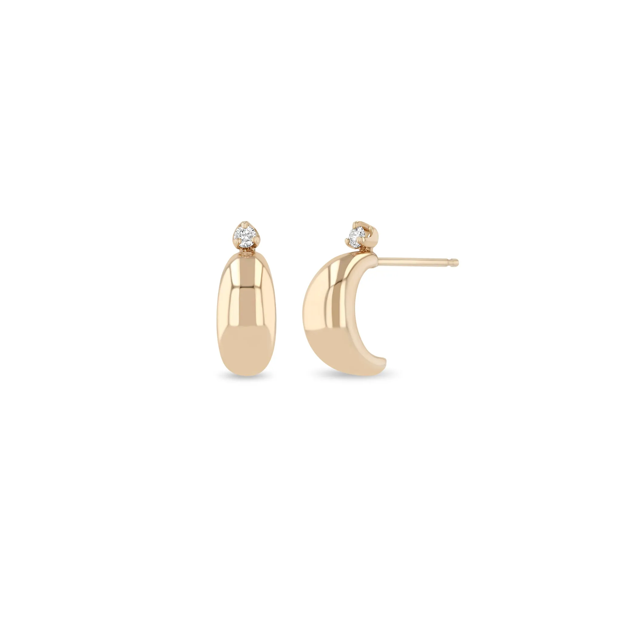 14k Prong Diamond Thin Aura Huggie Hoops sold by Zoe Chicco product image thumbnail 3