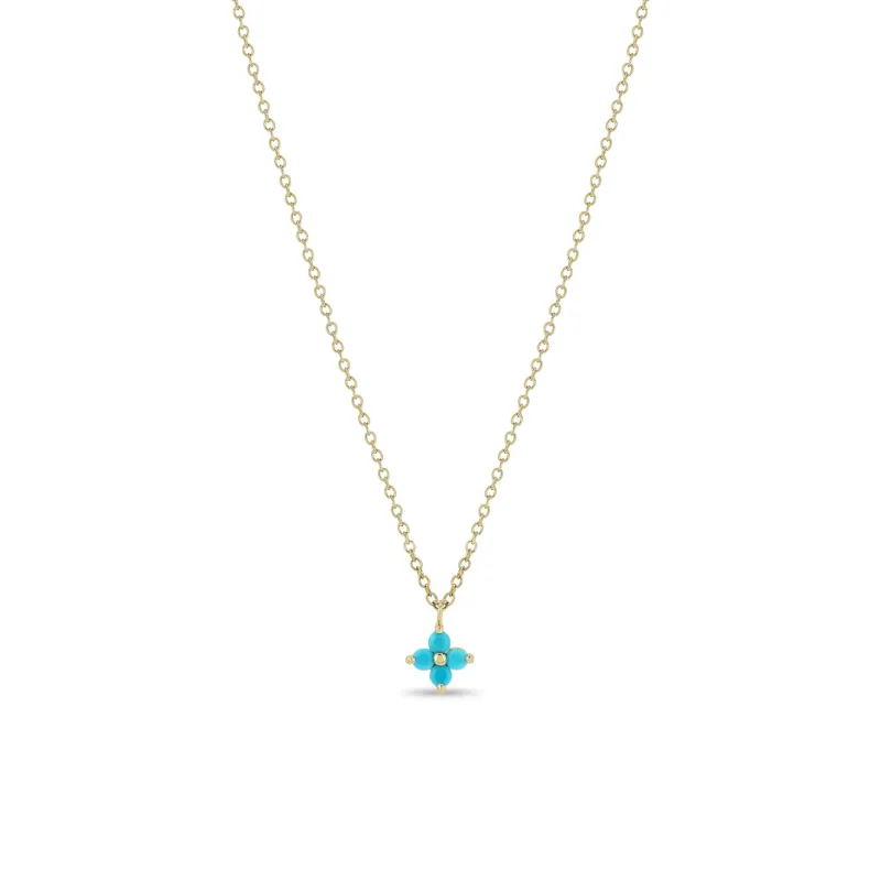 14k Prong Turquoise Quad Necklace made by Zoe Chicco