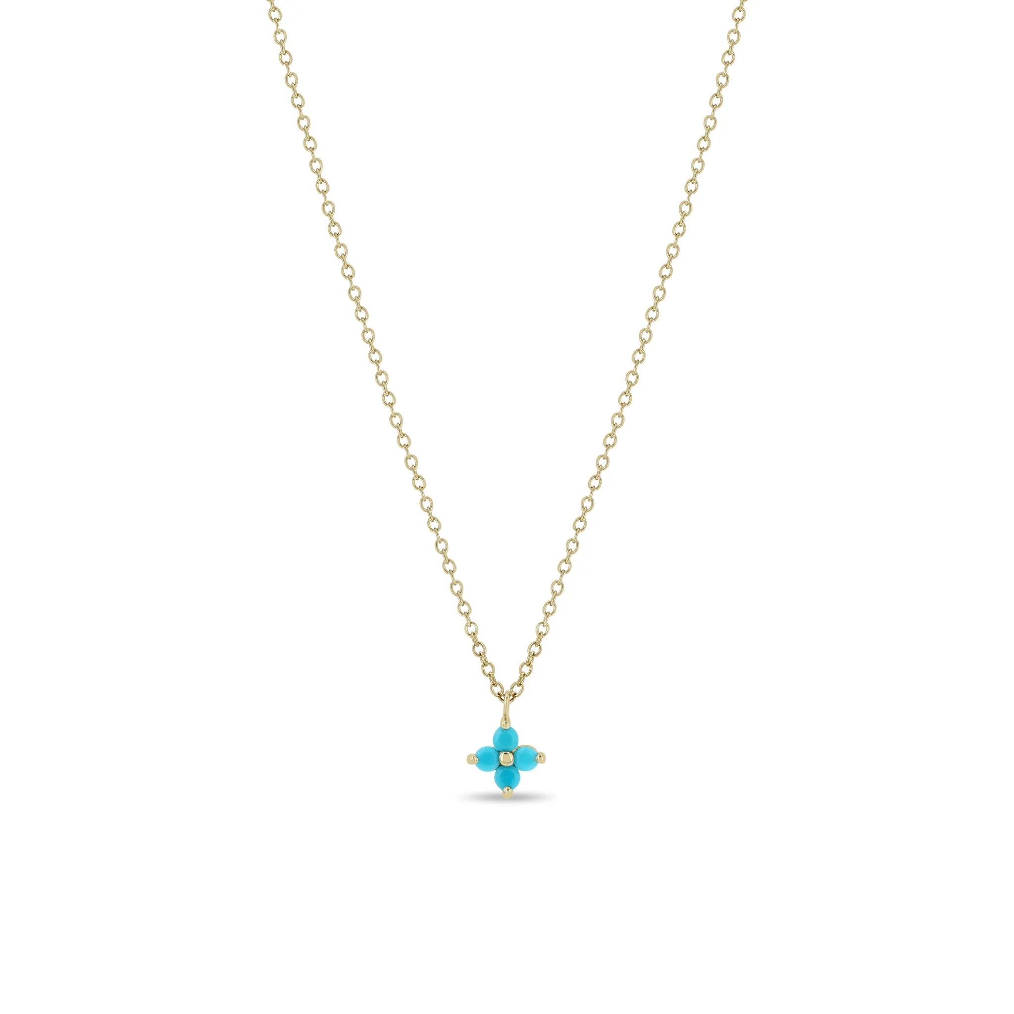 14k Prong Turquoise Quad Necklace sold by Zoe Chicco