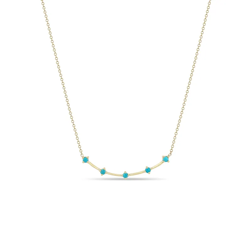 14k Prong Turquoise Dash Curve Necklace made by Zoe Chicco