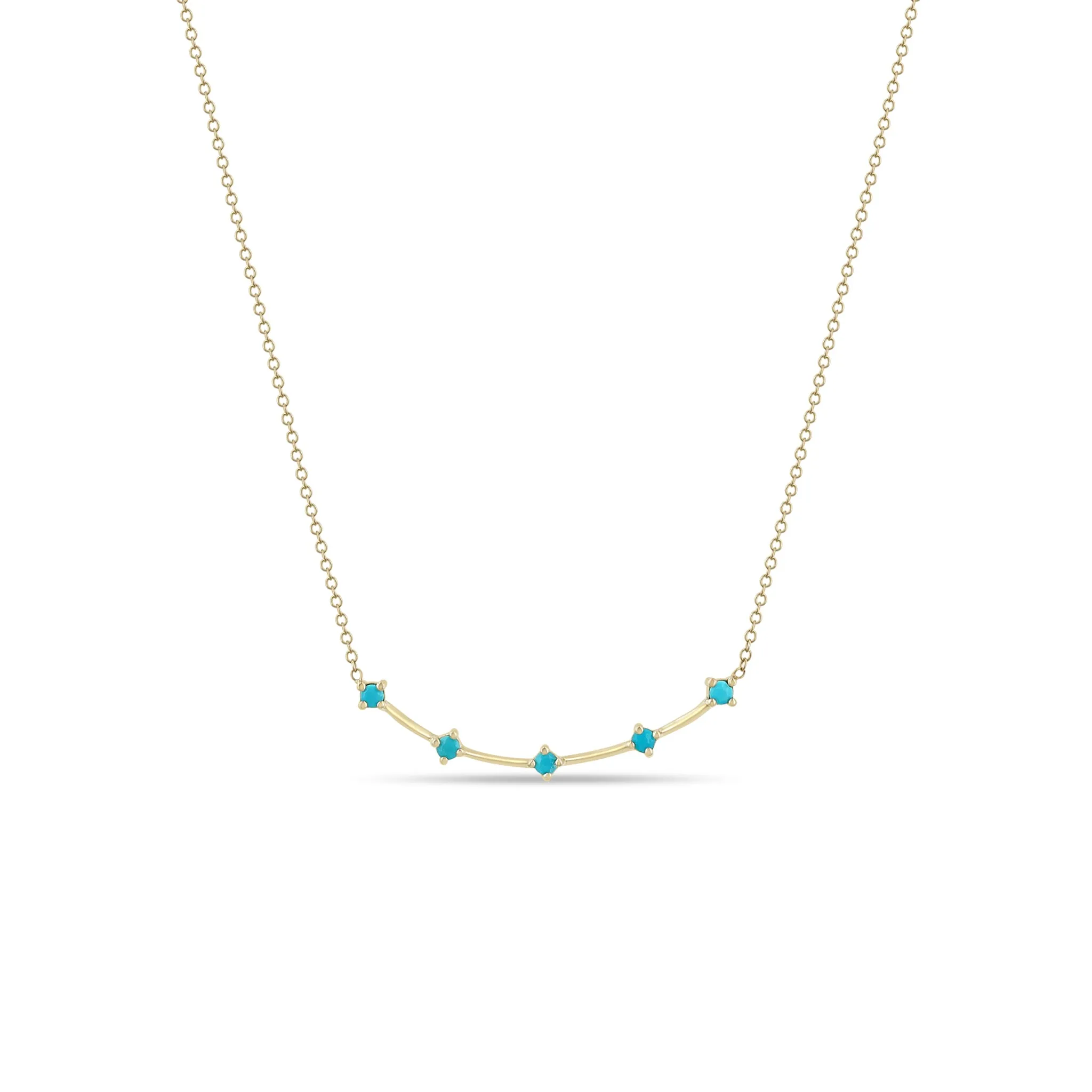 14k Prong Turquoise Dash Curve Necklace sold by Zoe Chicco
