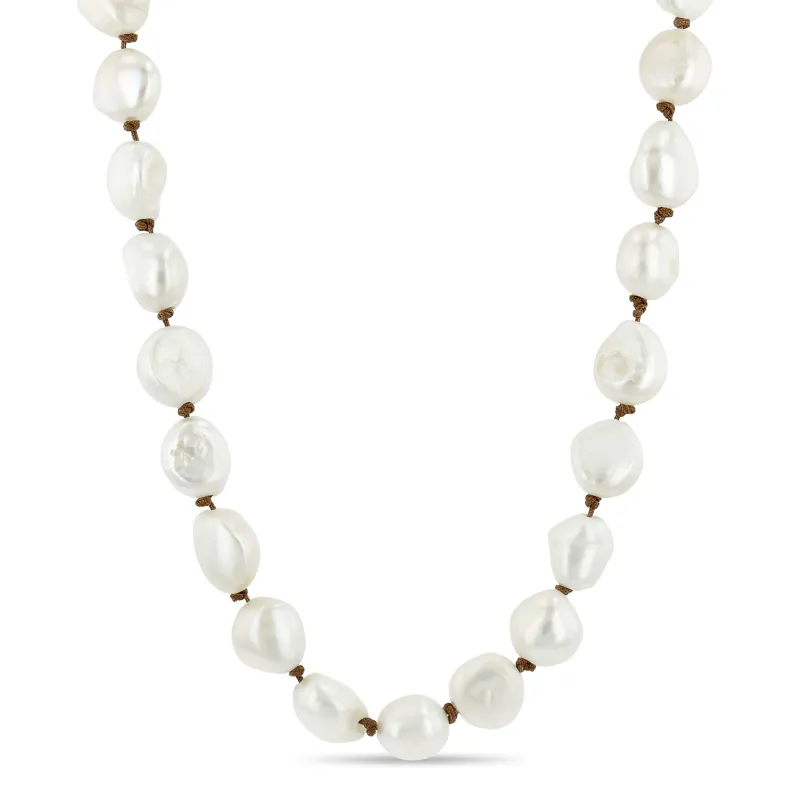 Baroque Pearl Knotted Cord Necklace made by Zoe Chicco