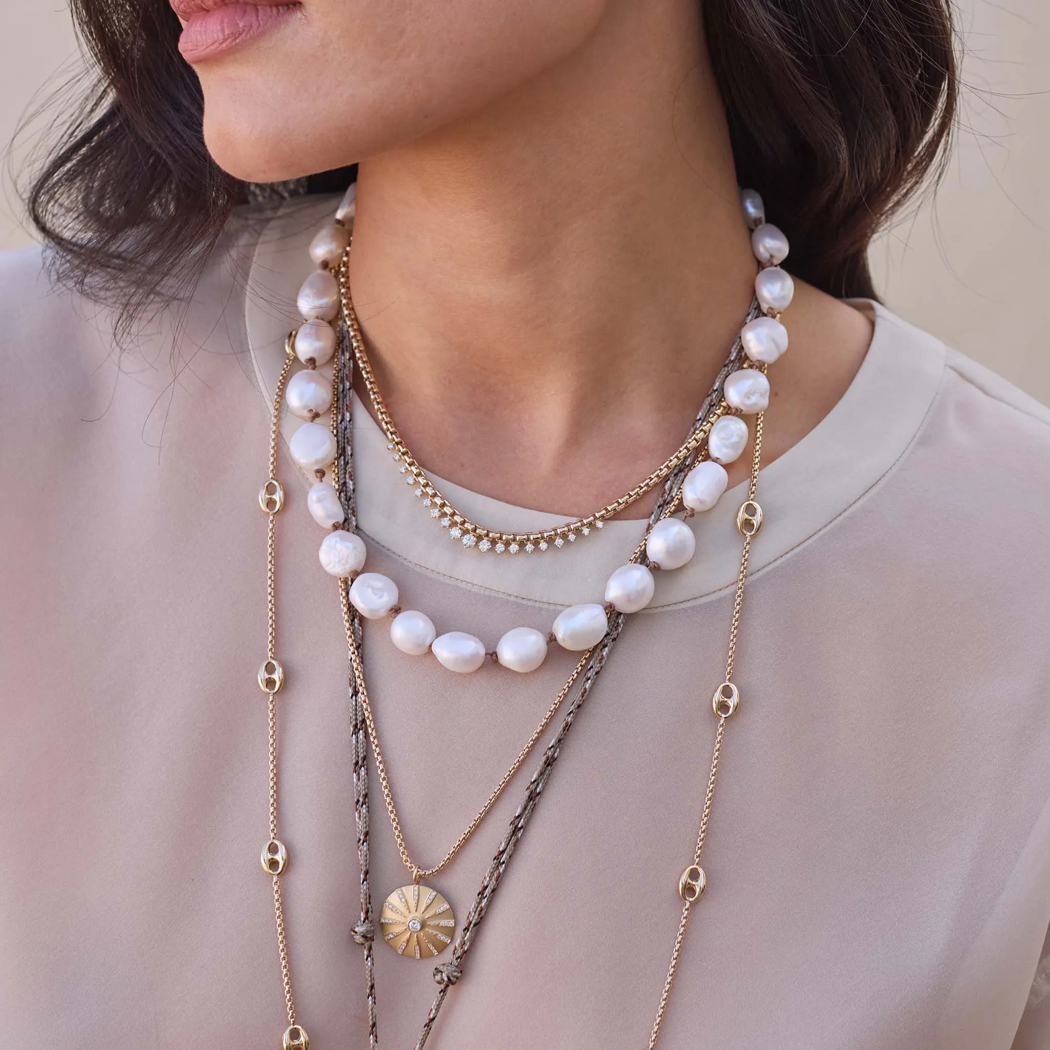 Baroque Pearl Knotted Cord Necklace sold by Zoe Chicco product image thumbnail 2