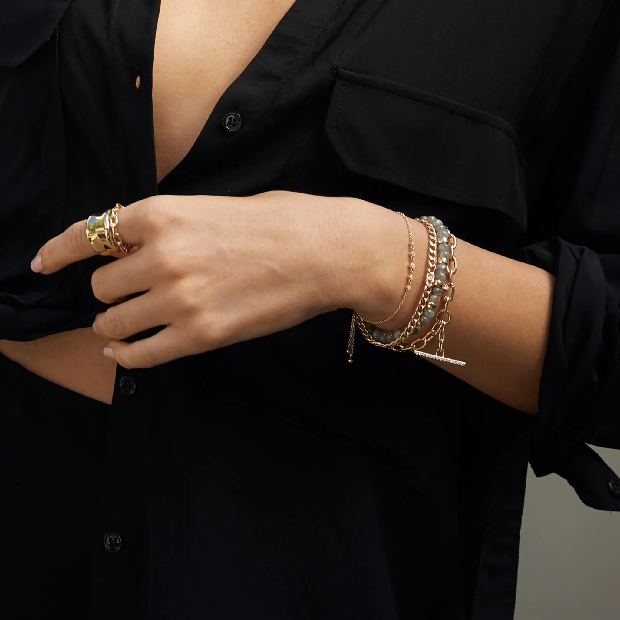 14k Extra Large Square Oval Chain Pavé Diamond Toggle Bracelet - SALE sold by Zoe Chicco product image thumbnail 3