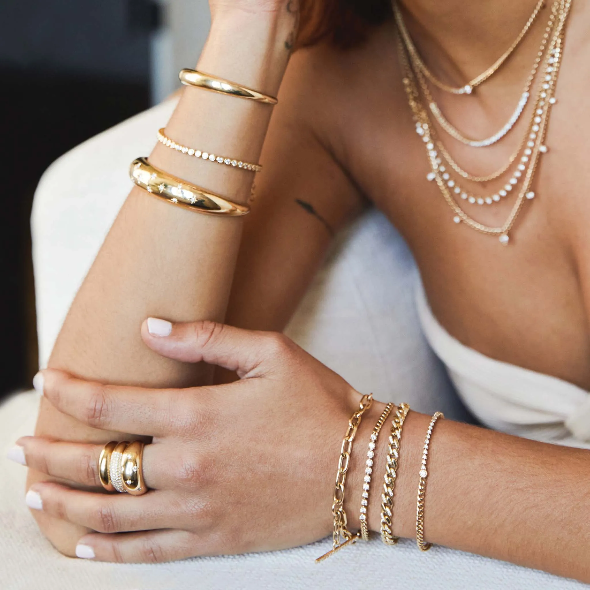 14k Extra Large Square Oval Chain Pavé Diamond Toggle Bracelet - SALE sold by Zoe Chicco product image thumbnail 4