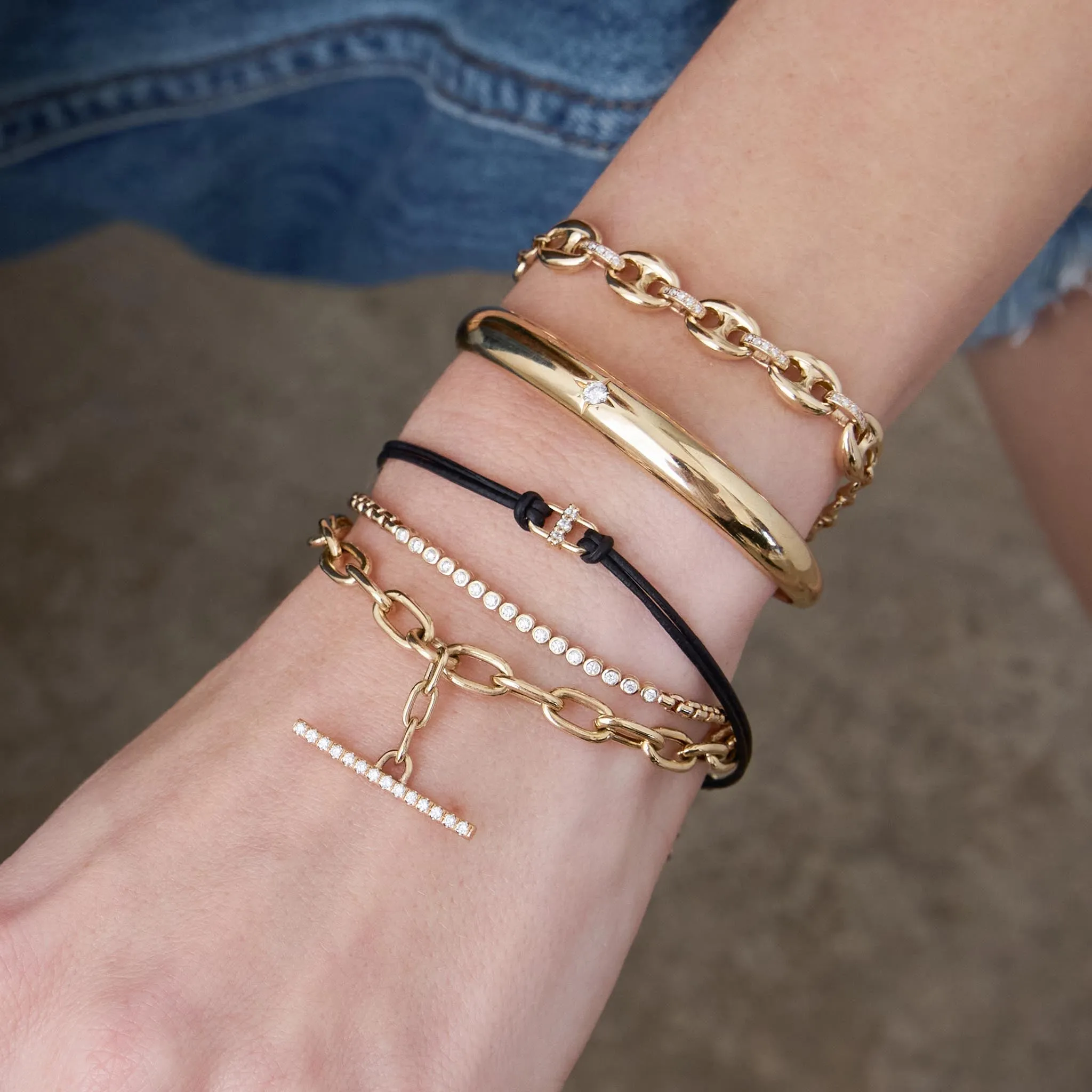 14k Extra Large Square Oval Chain Pavé Diamond Toggle Bracelet - SALE sold by Zoe Chicco product image thumbnail 5