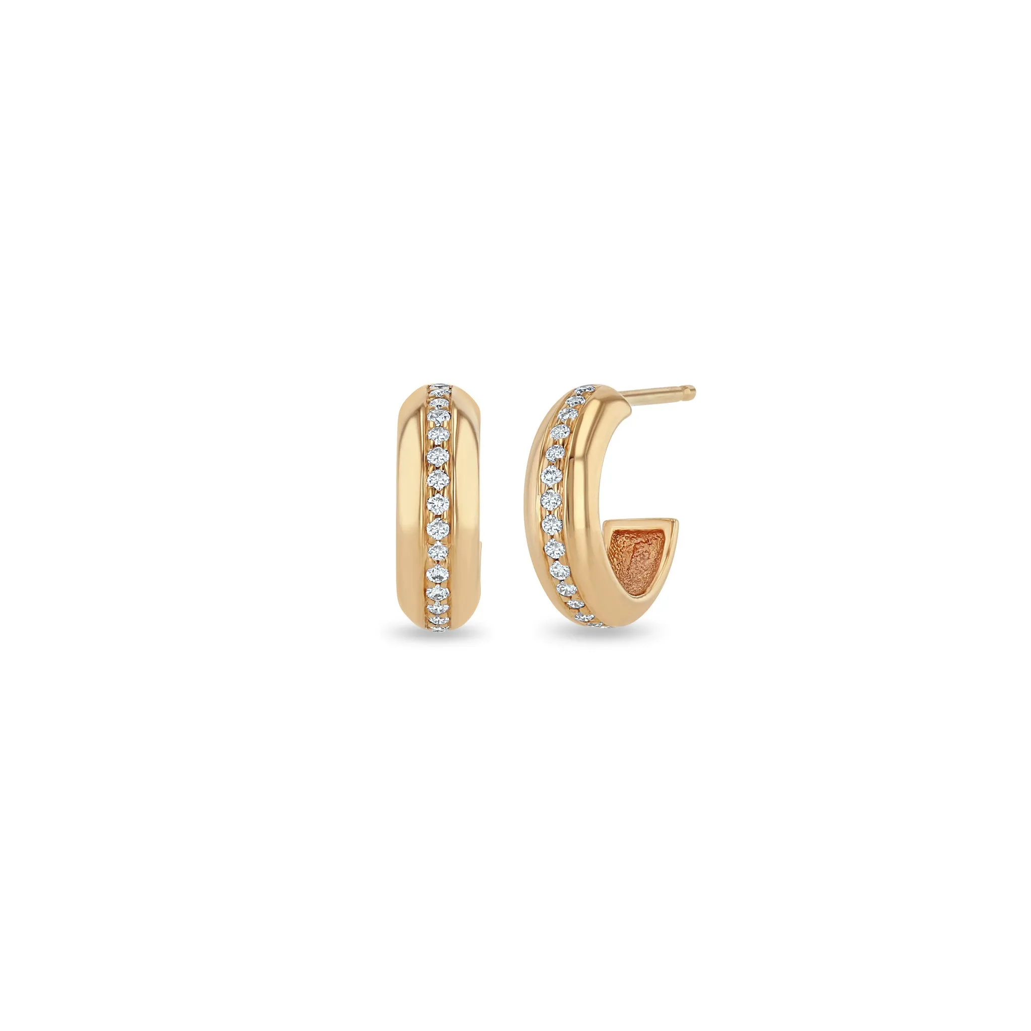14k Pavé Diamond Line Chubby Huggie Hoops - SALE sold by Zoe Chicco