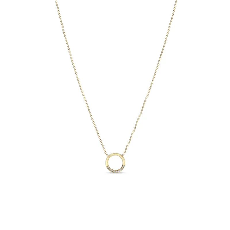 14k 10 Pavé Diamond Small Circle Necklace - SALE made by Zoe Chicco