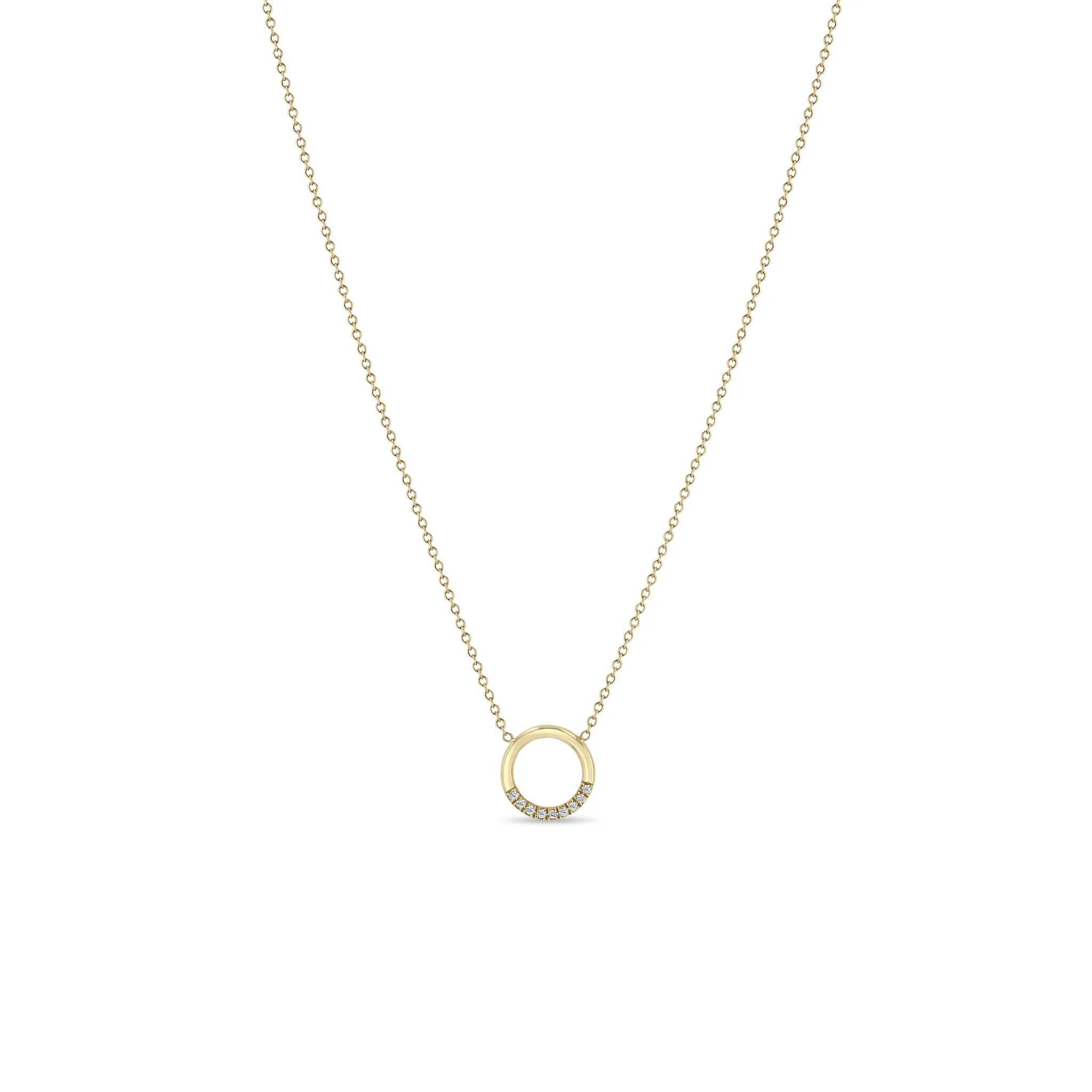 14k 10 Pavé Diamond Small Circle Necklace - SALE sold by Zoe Chicco