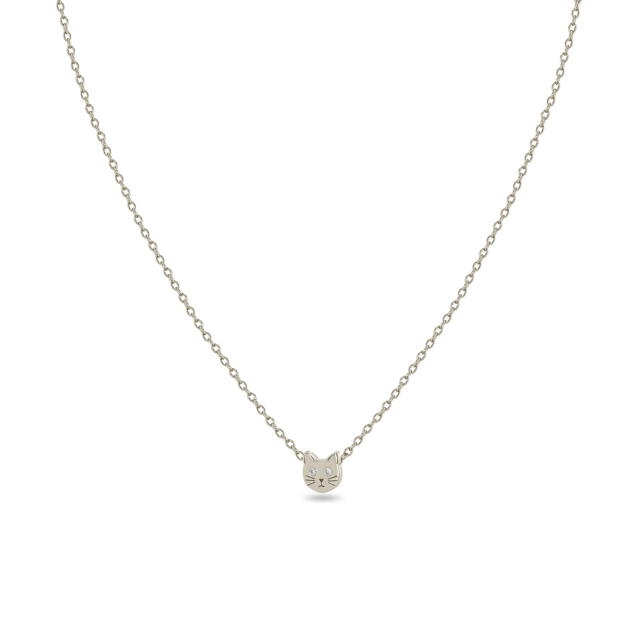 14k Itty Bitty Cat with Diamond Eyes Necklace - SALE sold by Zoe Chicco