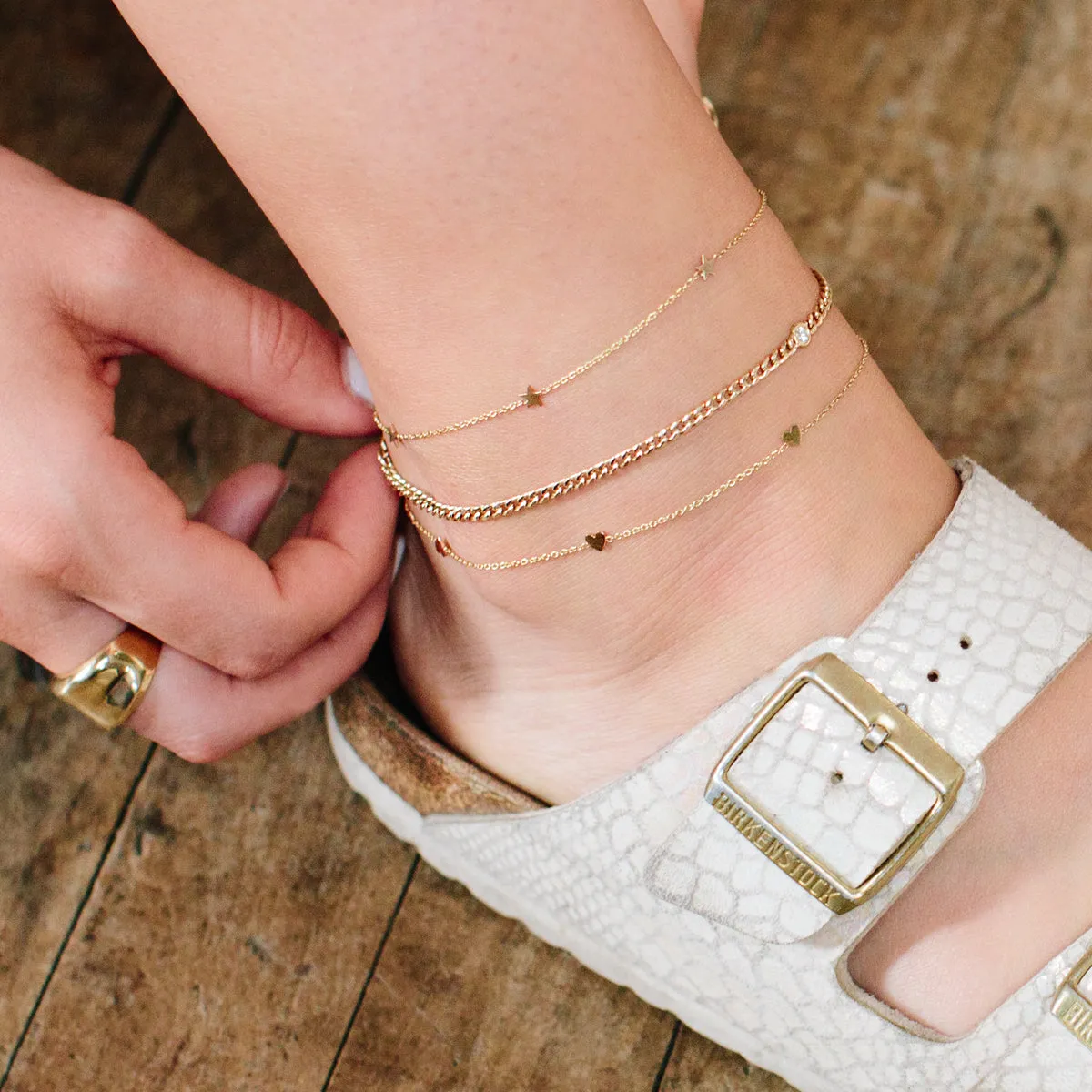 14k 5 Itty Bitty Stars Anklet - SALE sold by Zoe Chicco product image thumbnail 2