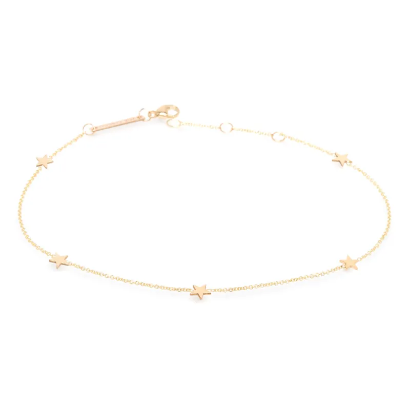 14k 5 Itty Bitty Stars Anklet - SALE made by Zoe Chicco