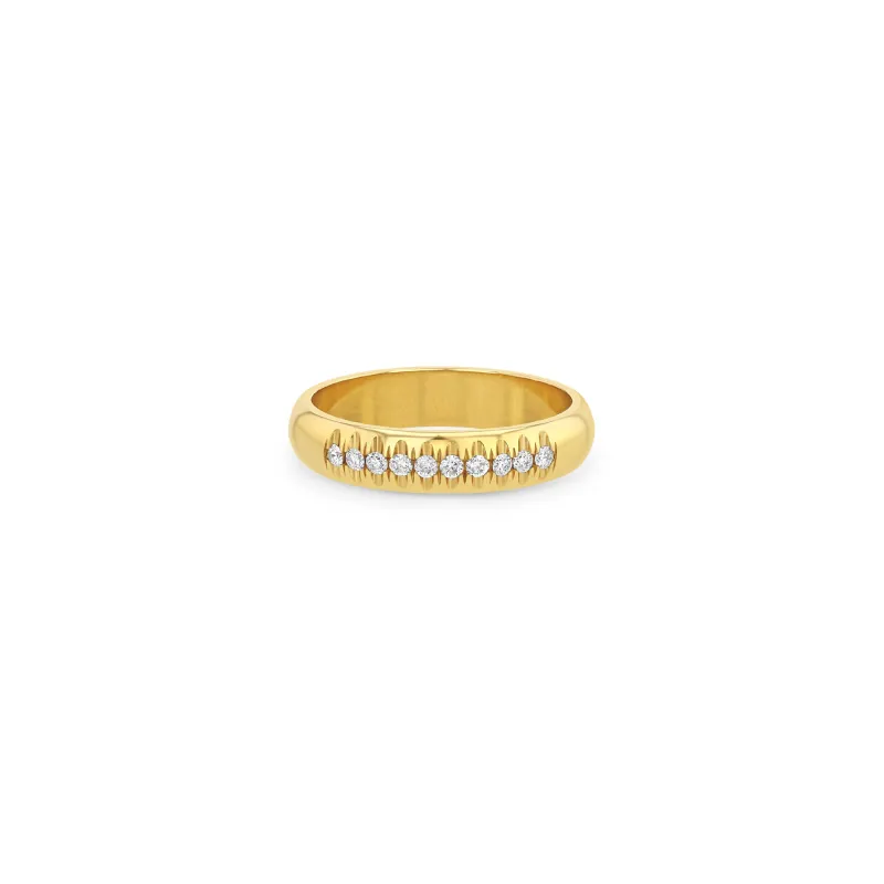 14k 10 French Set Diamond Half Round Ring - SALE made by Zoe Chicco